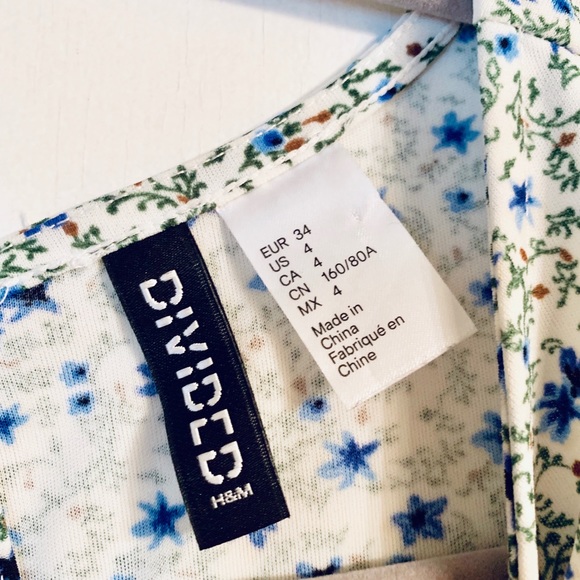 H&M DIVIDED Blue and green floral mini dress - Picture 4 of 7